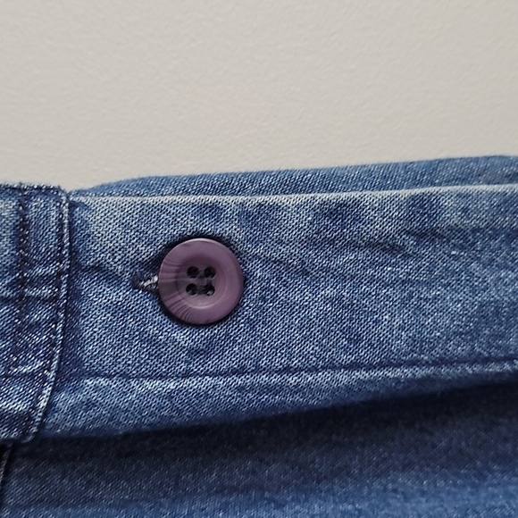 ERIKA Sleeveless Denim Jean Maxi Dress Fall leaves embroidered beads Size Medium - Picture 8 of 10